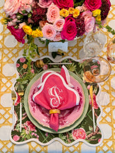 Load image into Gallery viewer, Square Scalloped Placemat | Climbing Roses - Moss