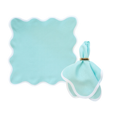 Load image into Gallery viewer, Linen Scalloped Square | Turquoise