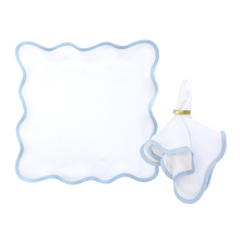 Load image into Gallery viewer, Linen Scalloped Square | Lily White with Cornflower Blue