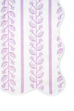 Load image into Gallery viewer, Scalloped Square Game Table Topper | Lilac Botanical Stripe