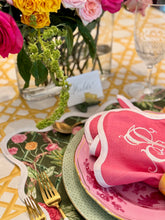 Load image into Gallery viewer, Square Scalloped Placemat | Climbing Roses - Moss