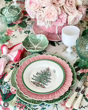 Load image into Gallery viewer, Linen Scalloped Square | Peony Pink with Rosebud Red