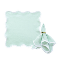 Load image into Gallery viewer, Linen Scalloped Square | Sage Green