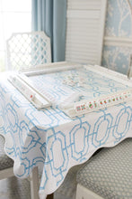 Load image into Gallery viewer, Scalloped Square Table Topper | Sky Blue Bamboo Chain