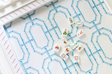 Load image into Gallery viewer, Scalloped Square Table Topper | Sky Blue Bamboo Chain