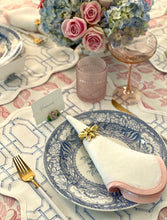Load image into Gallery viewer, Linen Scalloped Square | Lily White with Peony Pink