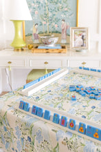 Load image into Gallery viewer, Scalloped Square Table Topper | Blue Pagoda