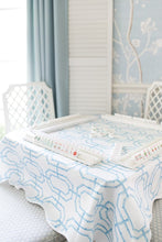 Load image into Gallery viewer, Scalloped Square Table Topper | Sky Blue Bamboo Chain