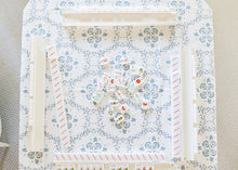 Load image into Gallery viewer, Scalloped Square Table Topper | Floral Trellis