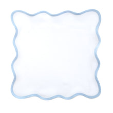 Load image into Gallery viewer, Linen Scalloped Square | Lily White with Cornflower Blue