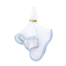 Load image into Gallery viewer, Linen Scalloped Square | Lily White with Cornflower Blue