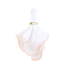 Load image into Gallery viewer, Linen Scalloped Square | Lily White with Peony Pink