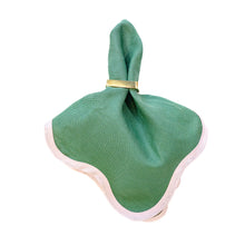 Load image into Gallery viewer, Linen Scalloped Square | Pine Green with Peony Pink