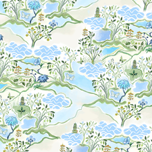 Load image into Gallery viewer, Square Scalloped Placemat | Blue Pagoda