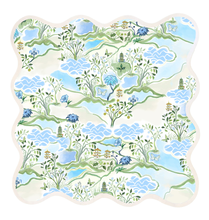 Load image into Gallery viewer, Square Scalloped Placemat | Blue Pagoda