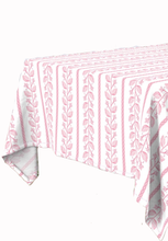 Load image into Gallery viewer, Rectangle Tablecloth | Pink Botanical Stripe | PRE-ORDER