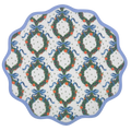 Round Scalloped Placemat | Holiday Wreath - Cornflower Blue