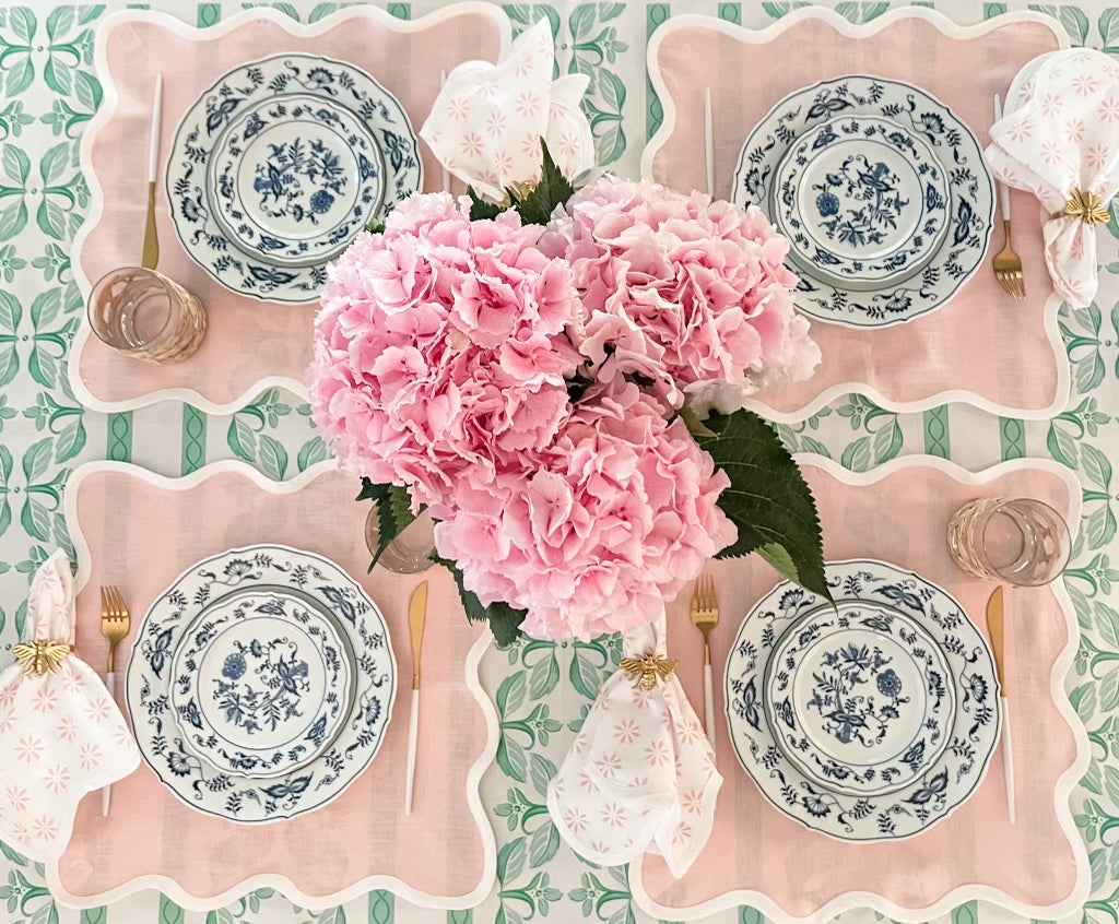 Linen Scalloped Square | Peony Pink