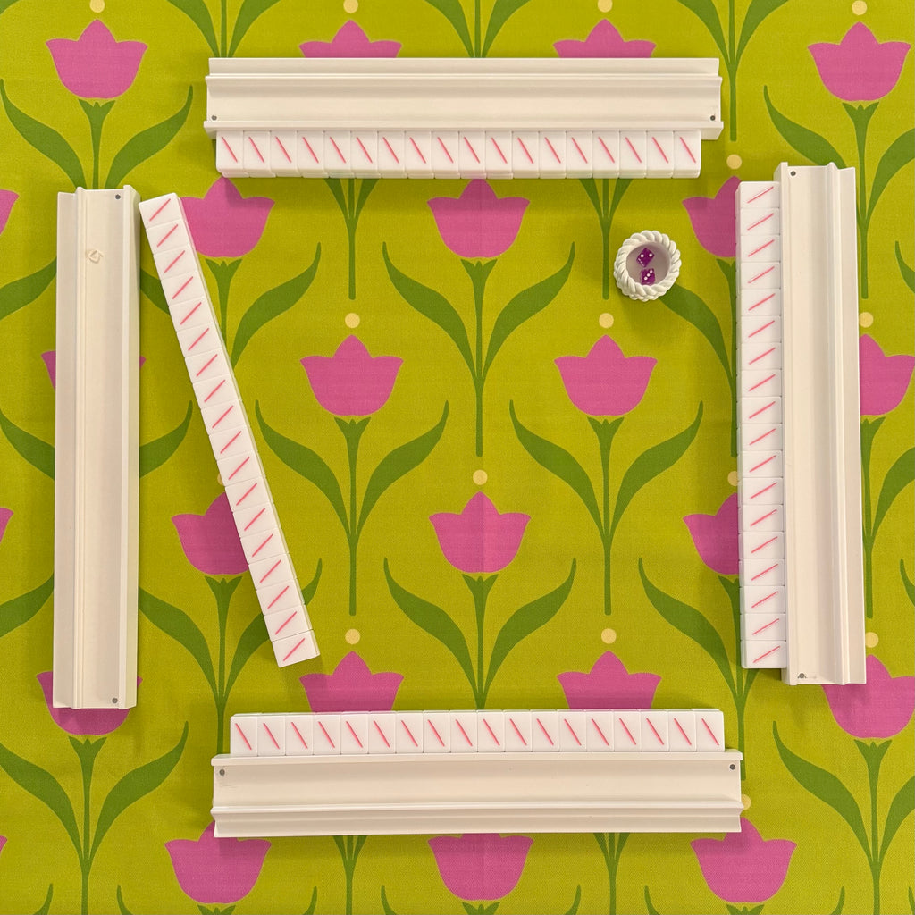 Scalloped Square Game Table Topper | Modern Tulip | Chartreuse