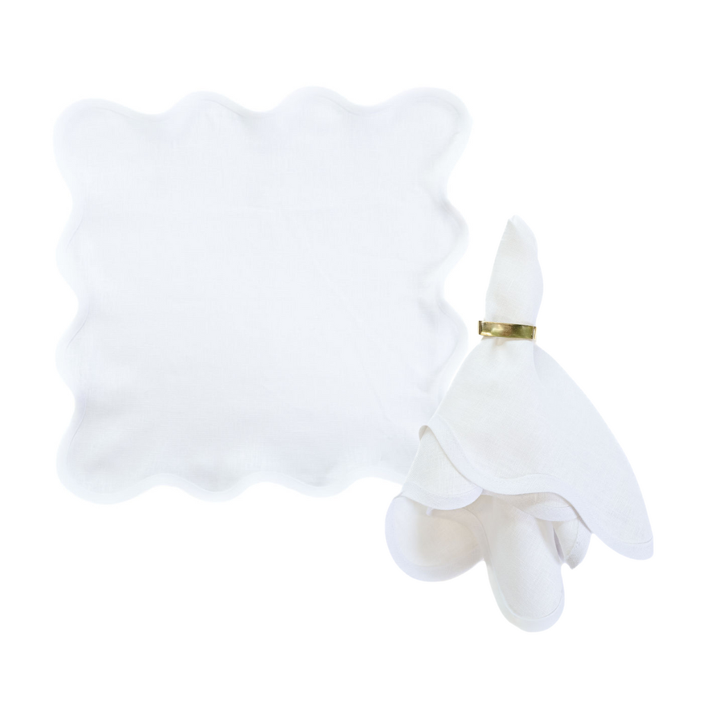 Linen Scalloped Square | Lily White