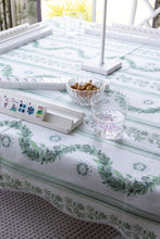 Load image into Gallery viewer, Scalloped Square Table Topper | Boxwood Garden - Sage
