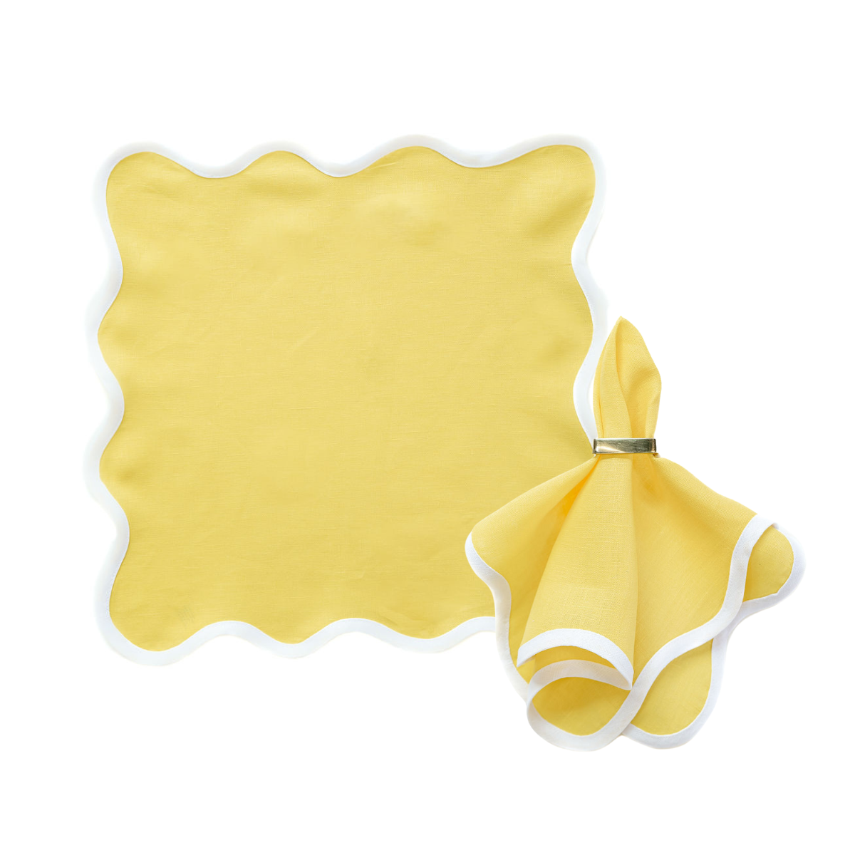 Linen Scalloped Square | Lemon