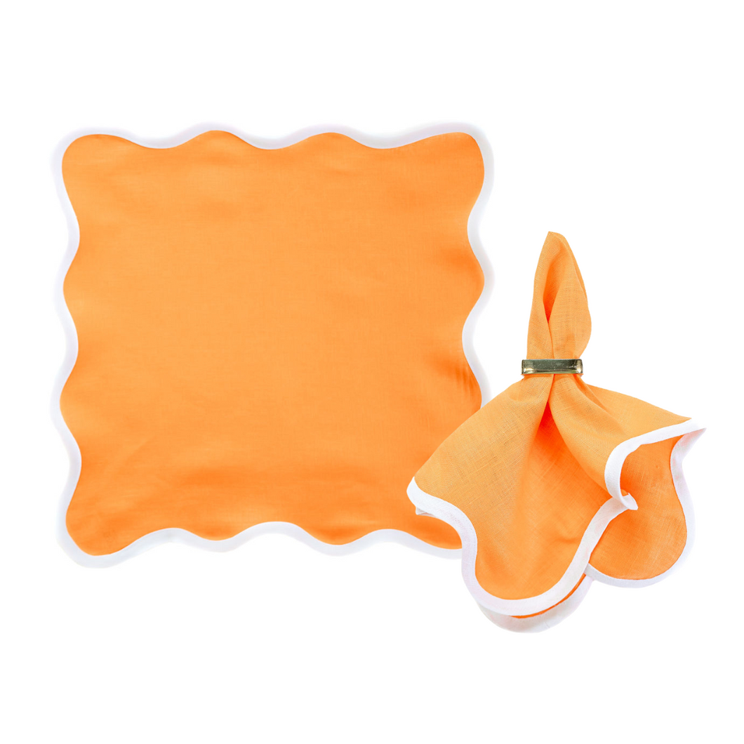 Linen Scalloped Square | Tangerine