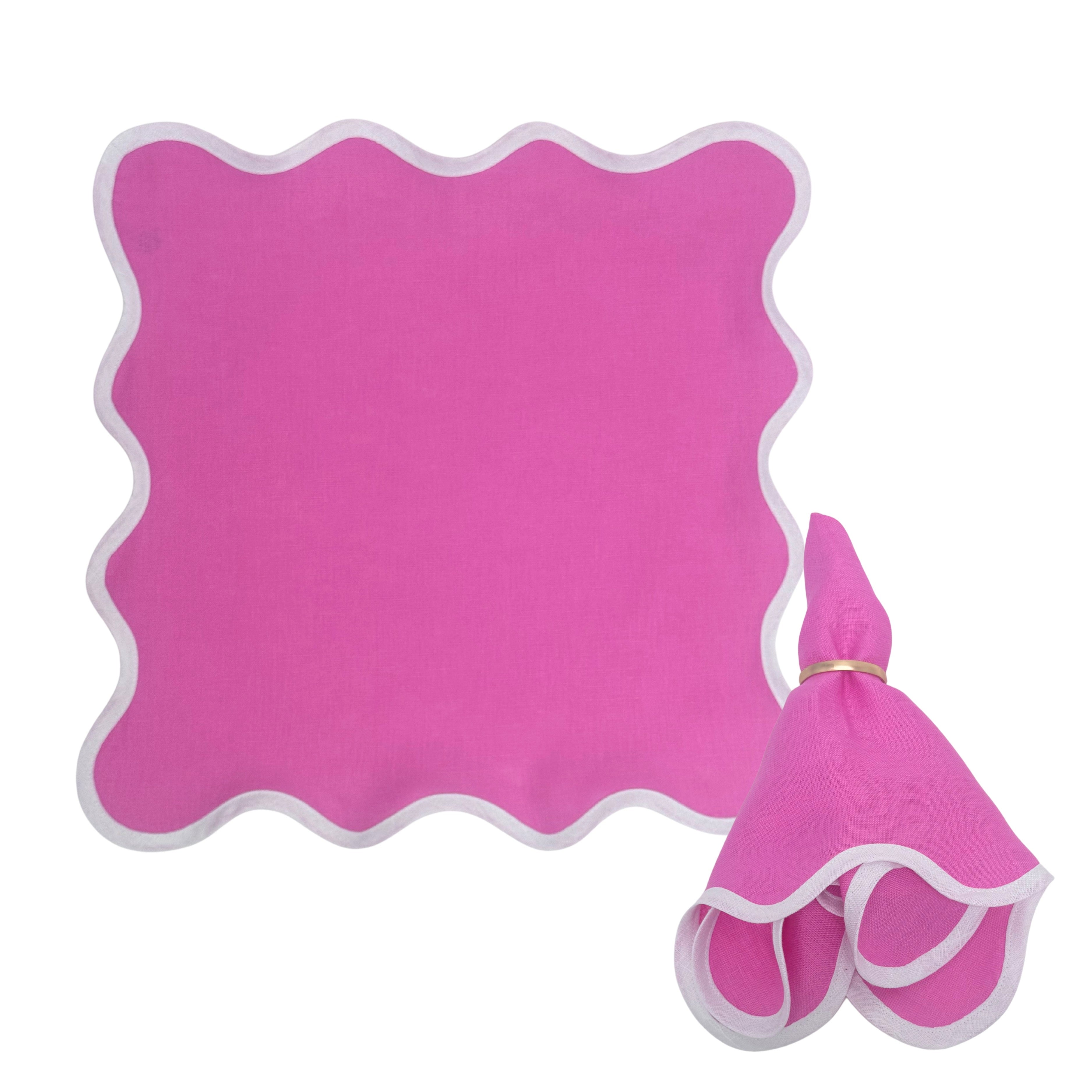 Linen Scalloped Square | Azalea Pink