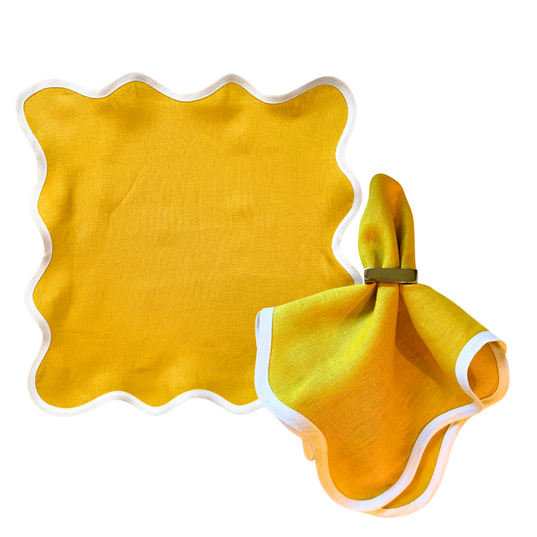 Linen Scalloped Square | Marigold (4-pack)