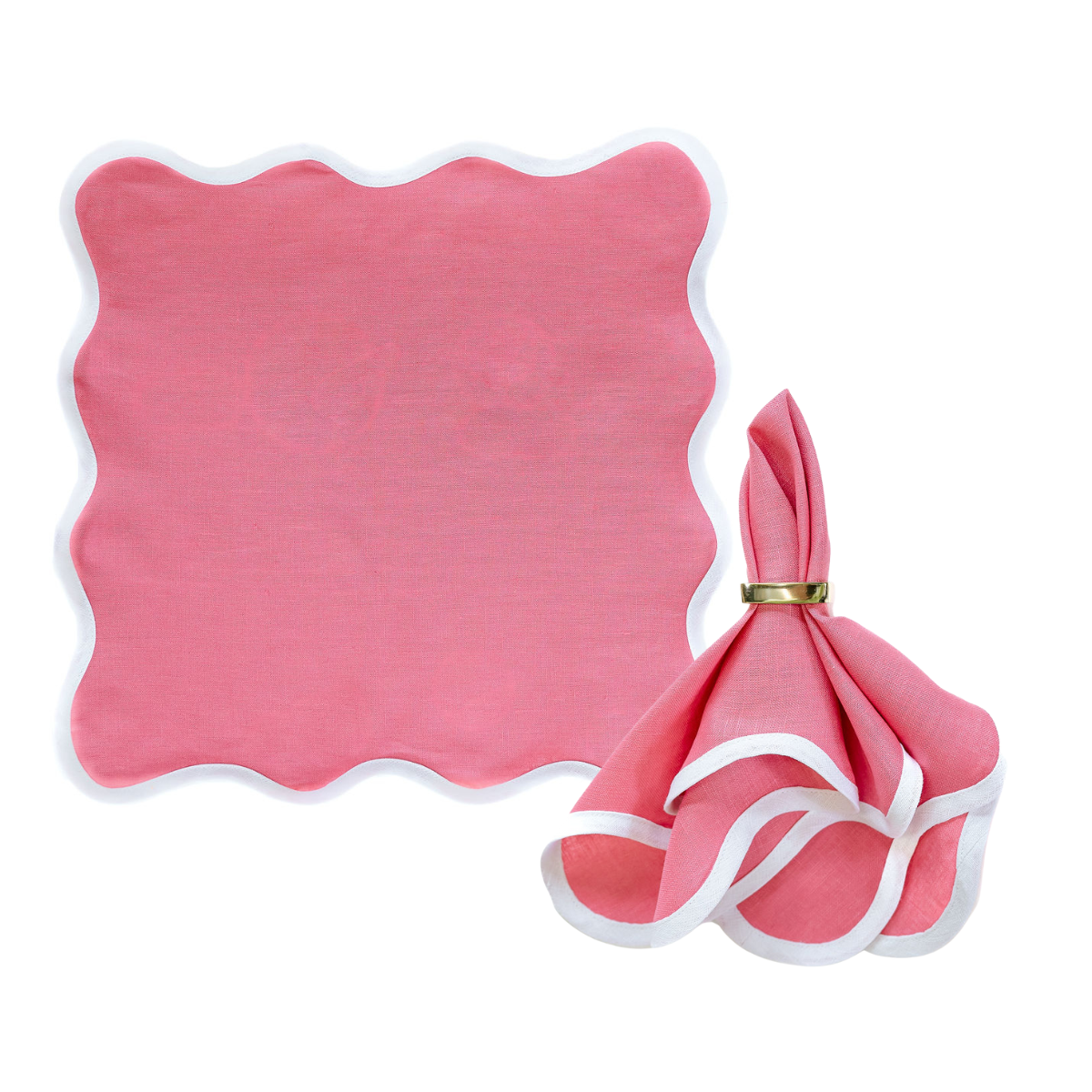 Linen Scalloped Square | Hibiscus Pink