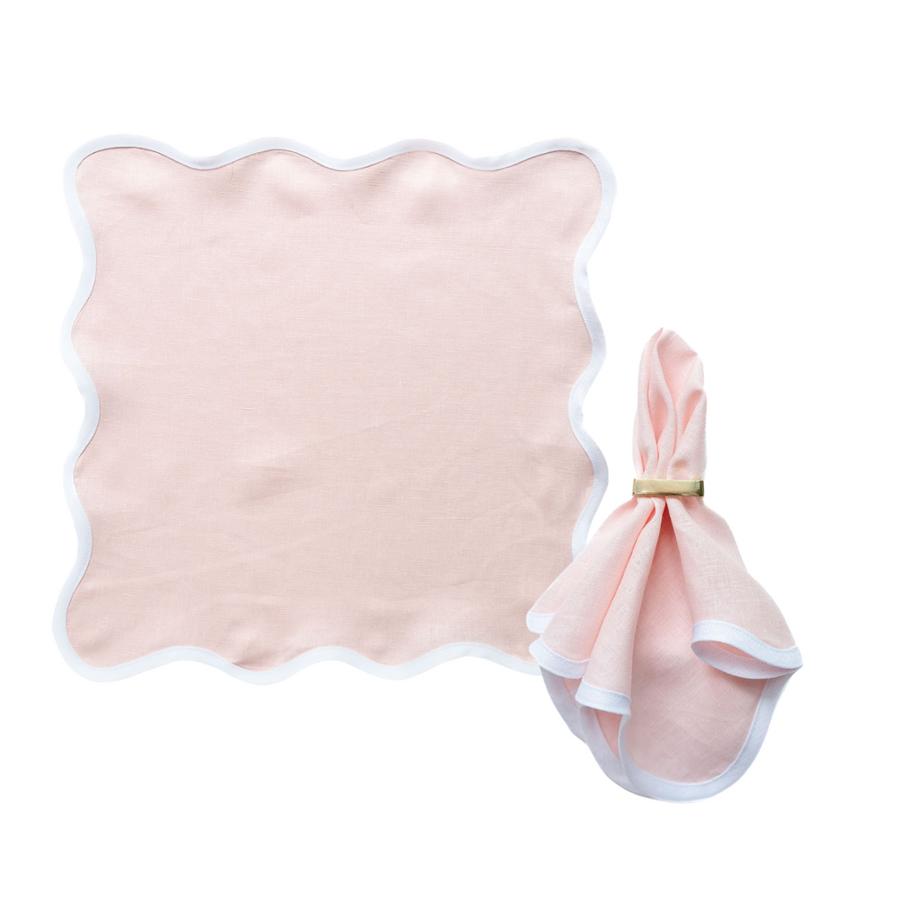Linen Scalloped Square | Peony Pink
