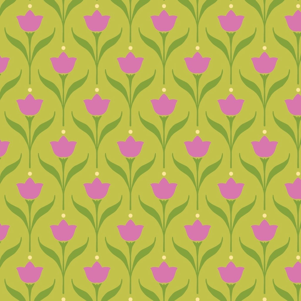 Scalloped Square Game Table Topper | Modern Tulip | Chartreuse