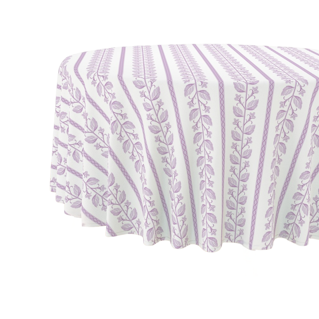 Round Tablecloth | Lilac Botanical Stripe