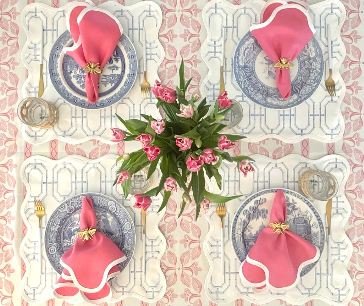 Linen Scalloped Square | Hibiscus Pink