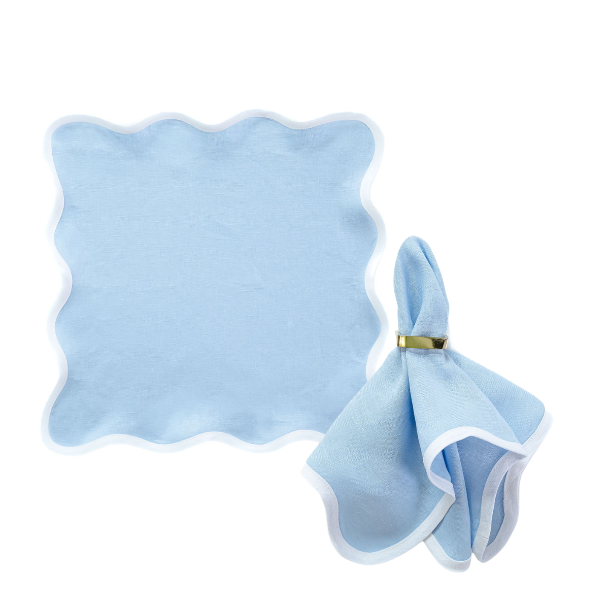 Linen Scalloped Square | Cornflower Blue