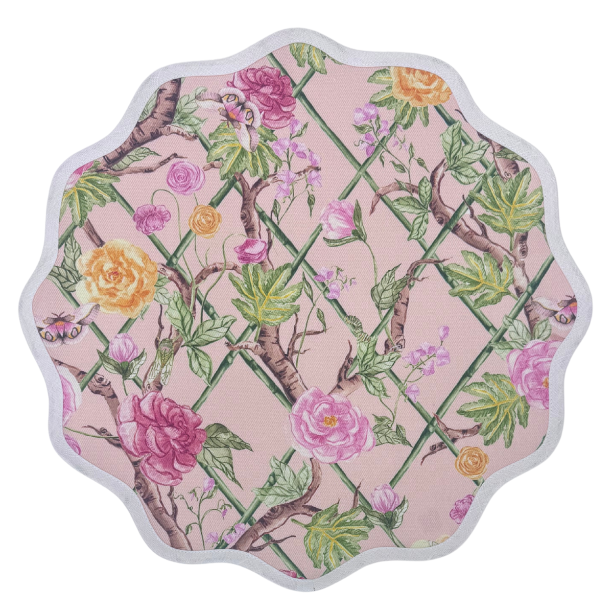 Round Scalloped Placemat | Climbing Roses - Blush