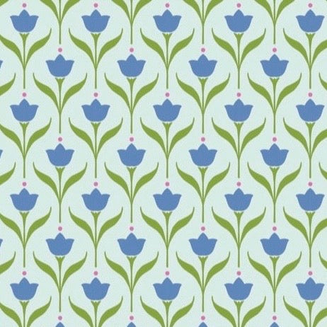 Scalloped Square Game Table Topper | Modern Tulip | Blue