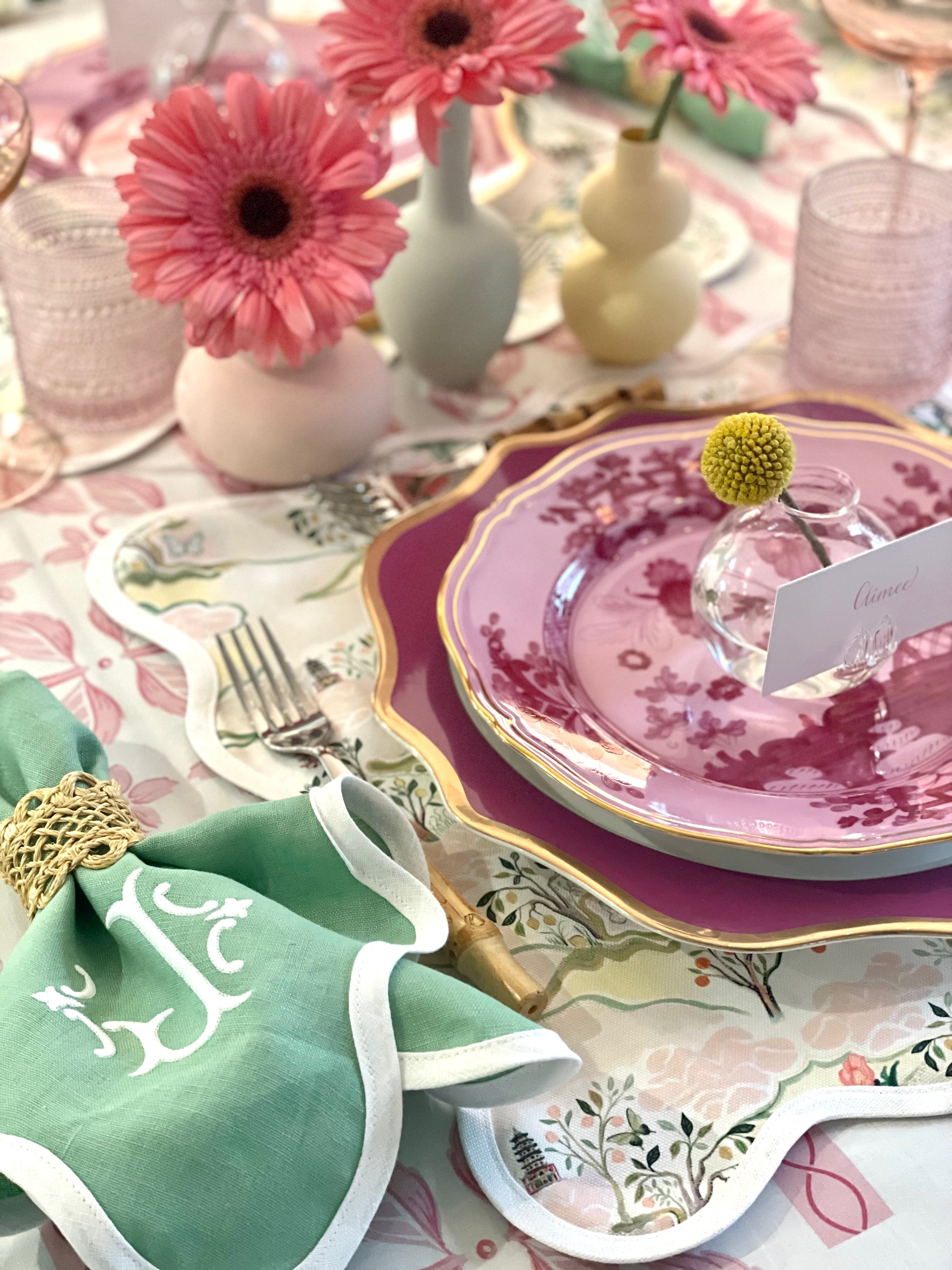Square Scalloped Placemat | Pink Pagoda
