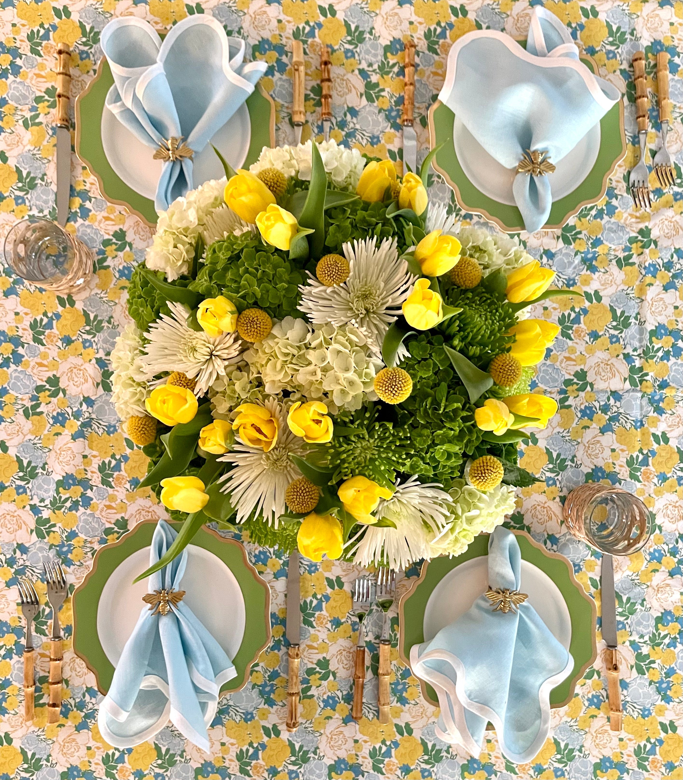 Linen Scalloped Square | Sky Blue