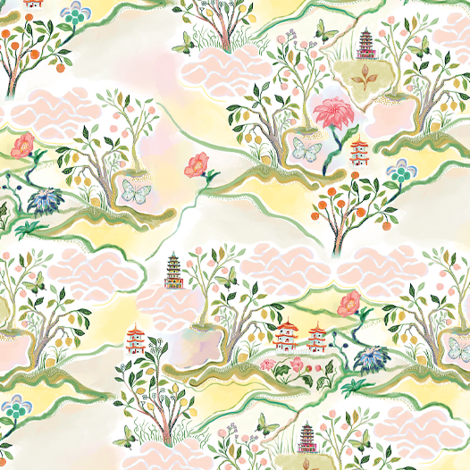 Round Scalloped Placemat | Pink Pagoda