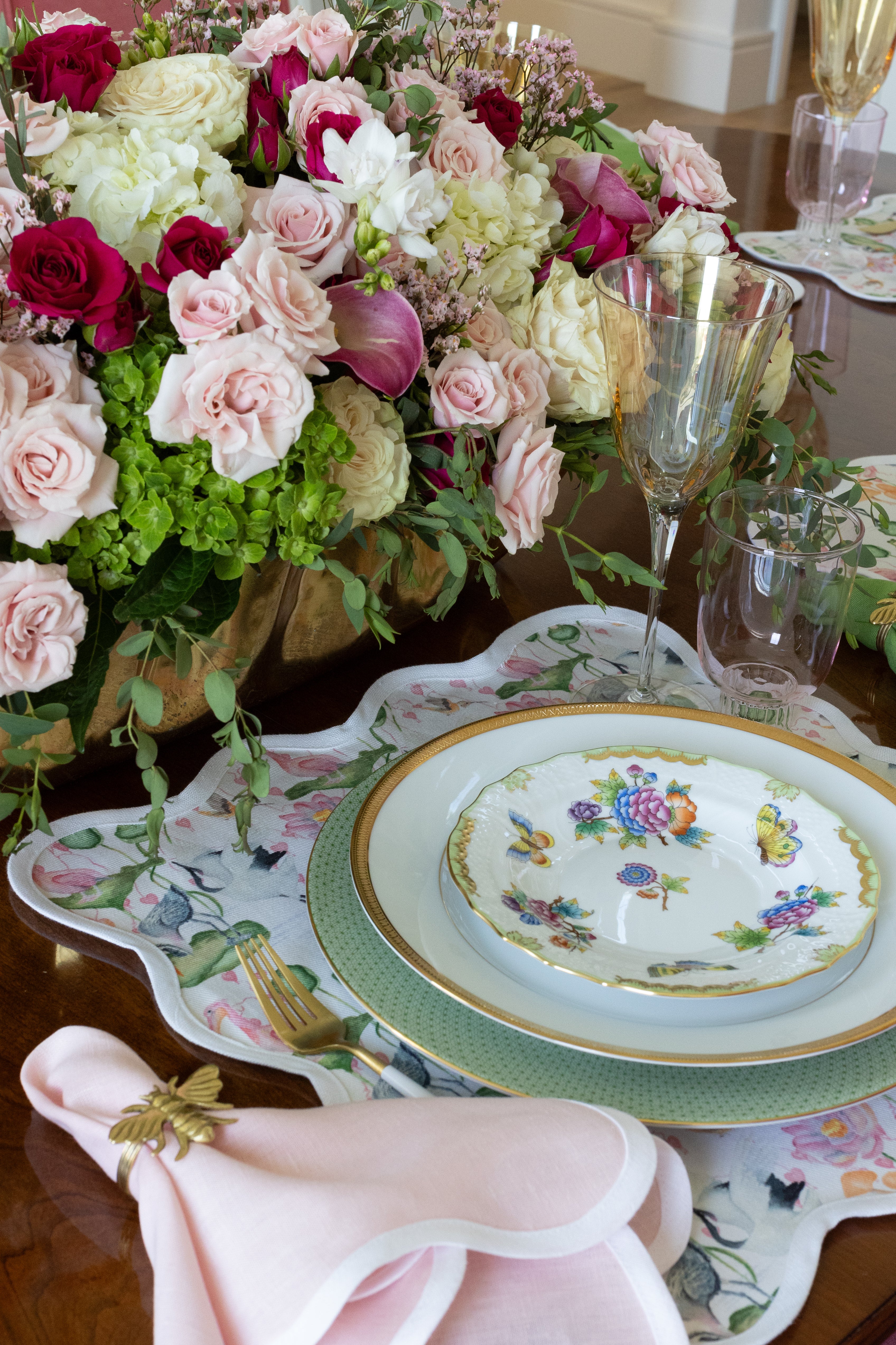 Linen Scalloped Square | Peony Pink