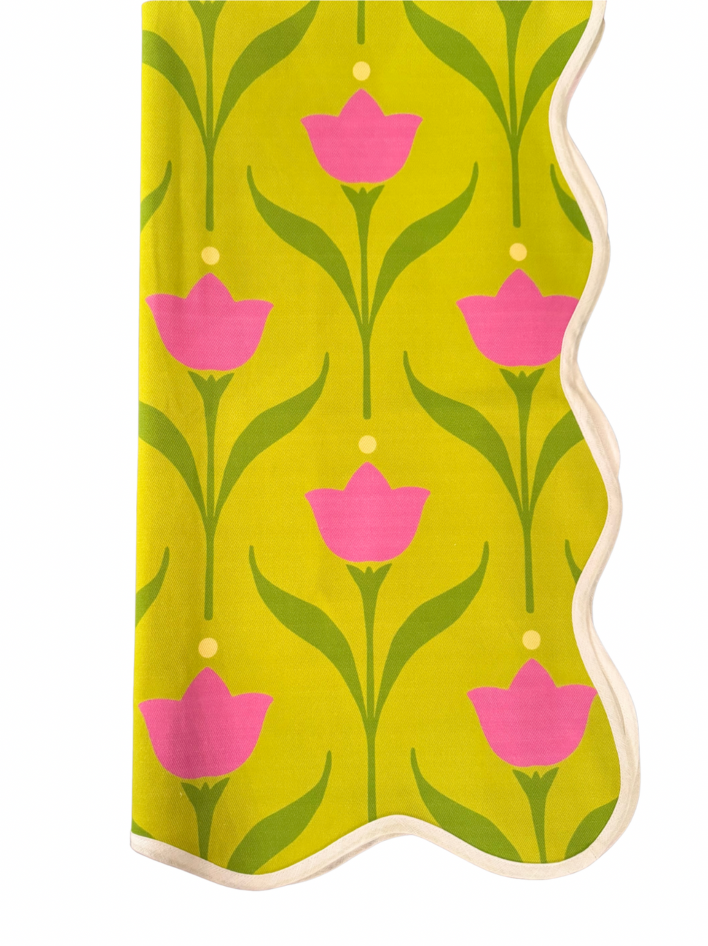 Scalloped Square Game Table Topper | Modern Tulip | Chartreuse