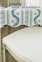Load image into Gallery viewer, Scalloped Square Table Topper | Boxwood Garden - Delft Blue
