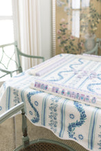 Load image into Gallery viewer, Scalloped Square Table Topper | Boxwood Garden - Delft Blue
