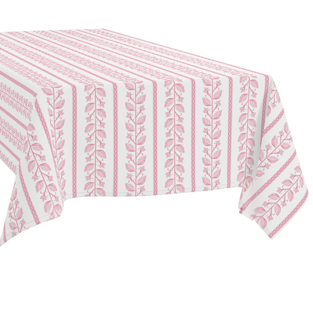 Rectangle Tablecloth | Pink Botanical Stripe