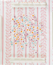 Load image into Gallery viewer, Scalloped Square Game Table Topper | Pink Botanical Stripe
