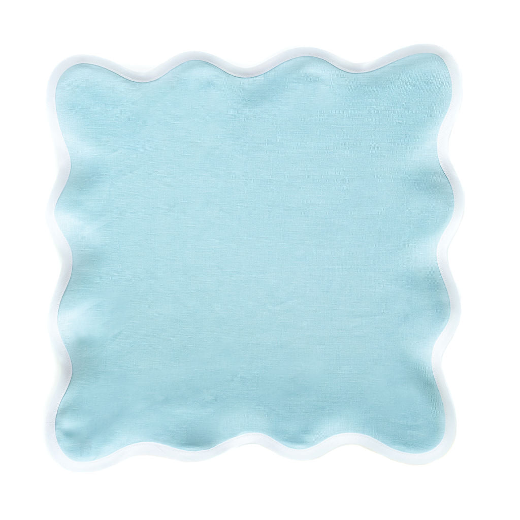 Linen Scalloped Square | Sky Blue
