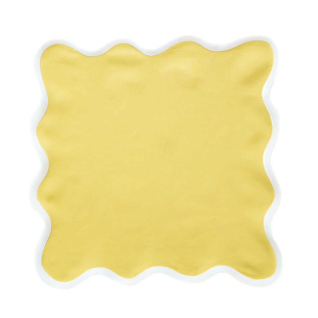 Linen Scalloped Square | Lemon