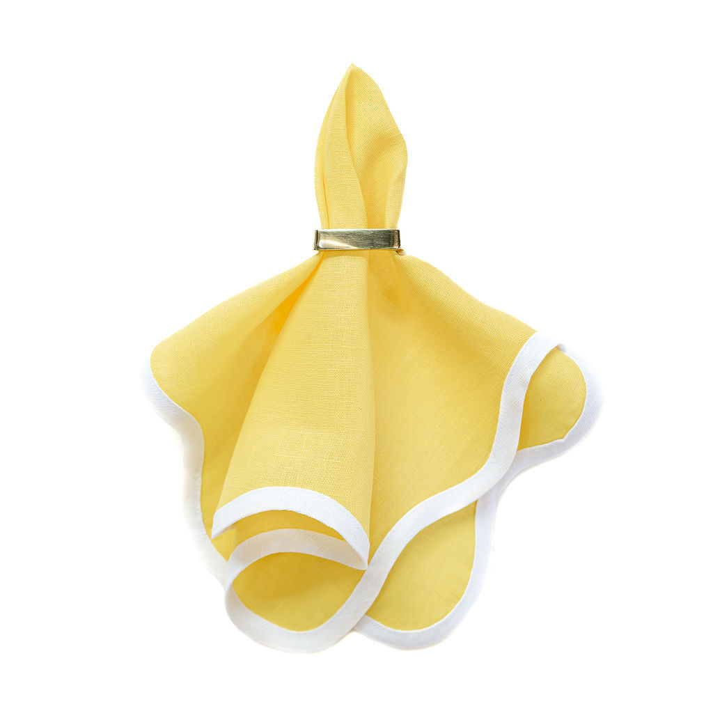 Linen Scalloped Square | Lemon