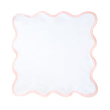 Load image into Gallery viewer, Linen Scalloped Square | Lily White with Peony Pink
